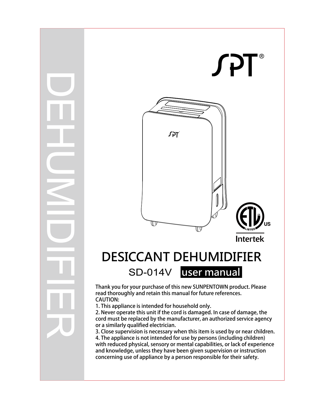 Sunpentown SD-014V Installation  Manual