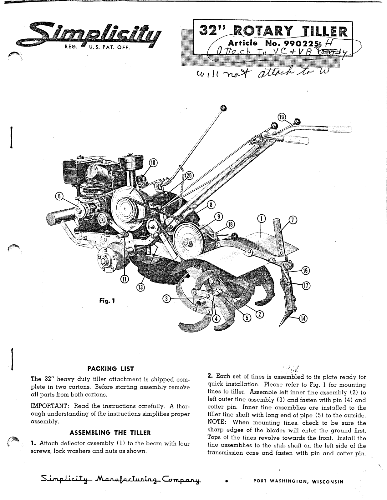 Simplicity 990225 User Manual