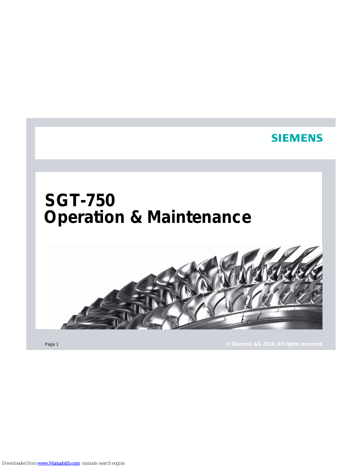 Siemens SGT-750 Operation & Maintenance Manual
