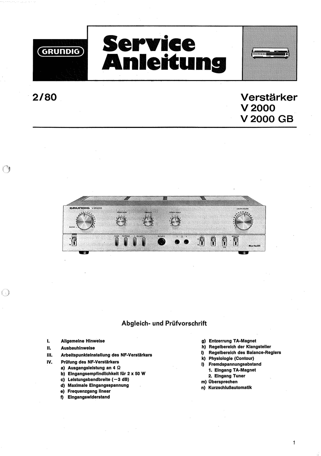 Grundig V-2000 Service Manual
