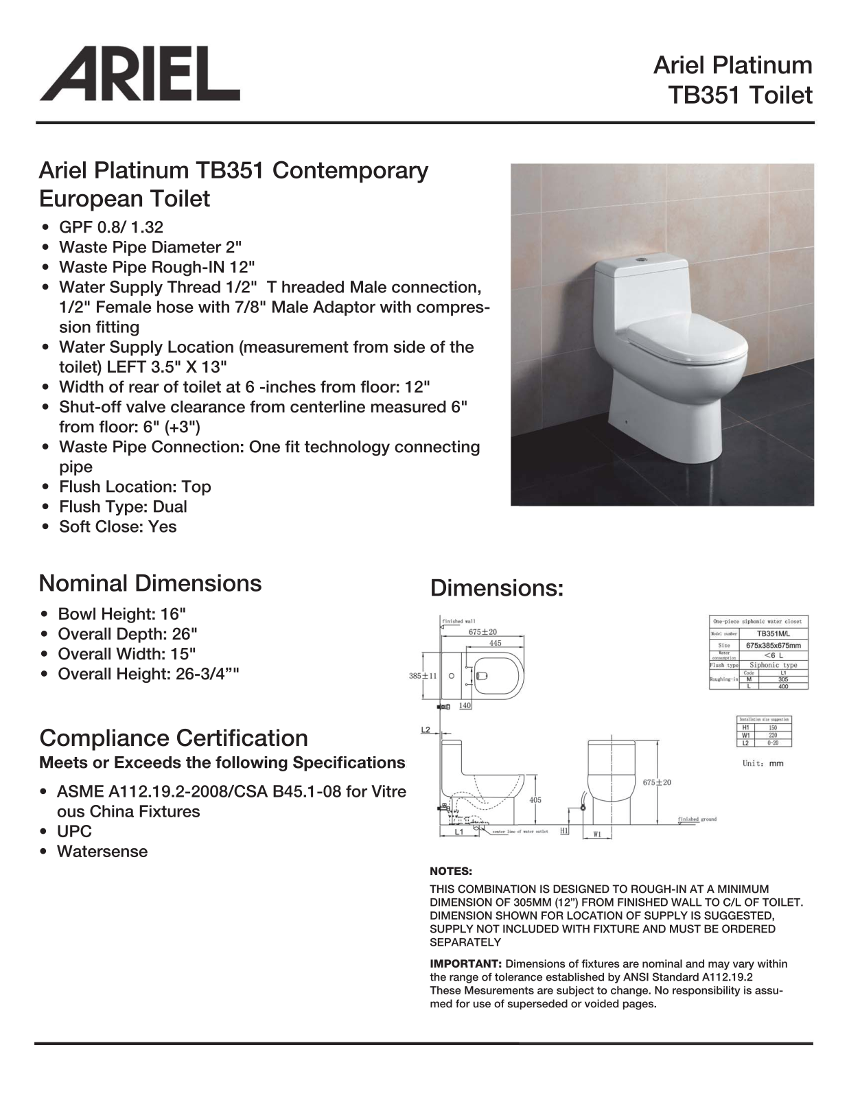 Ariel Bath ZZB1129 Installation & Assembly - ManualMachine.com