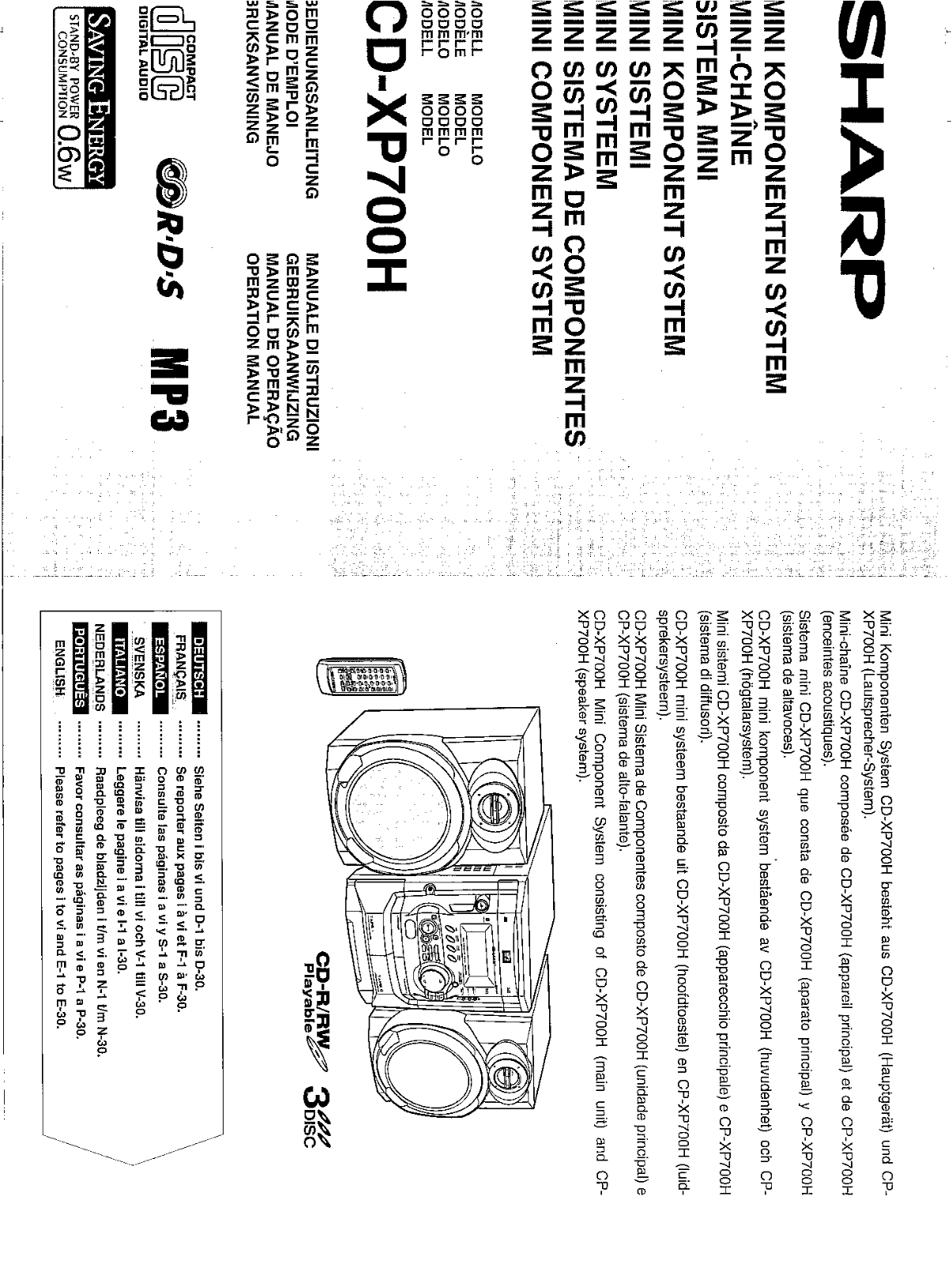 Sharp CD-XP700H User Manual