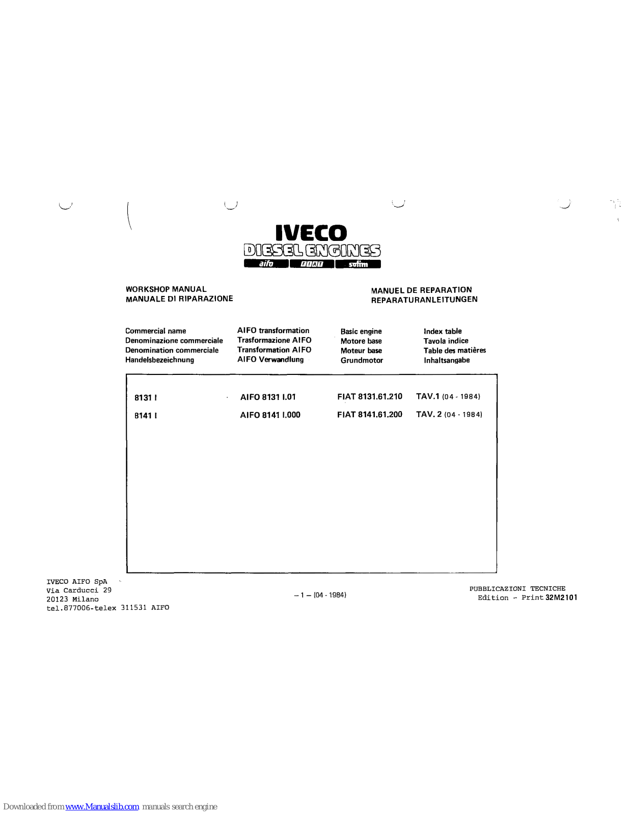 Iveco 8141, 8131 Service Manual