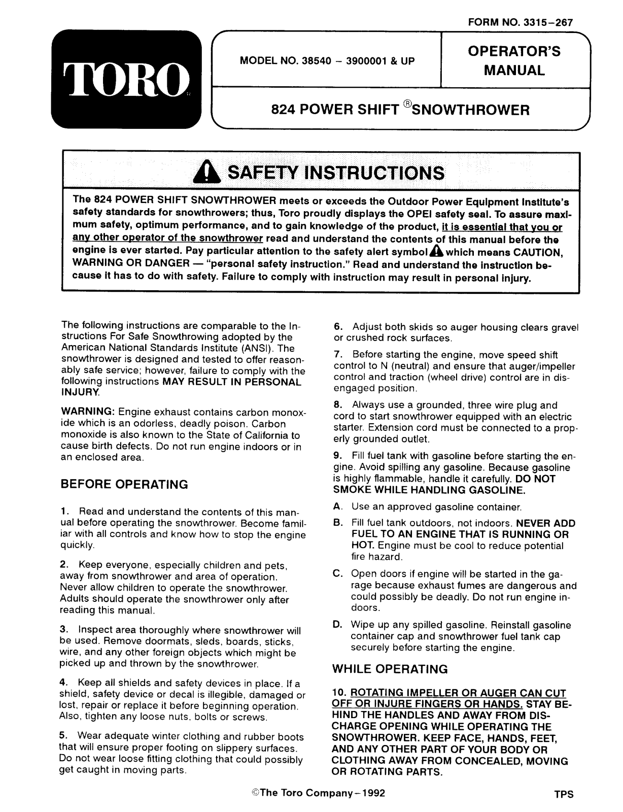 Toro 38540 Operator's Manual