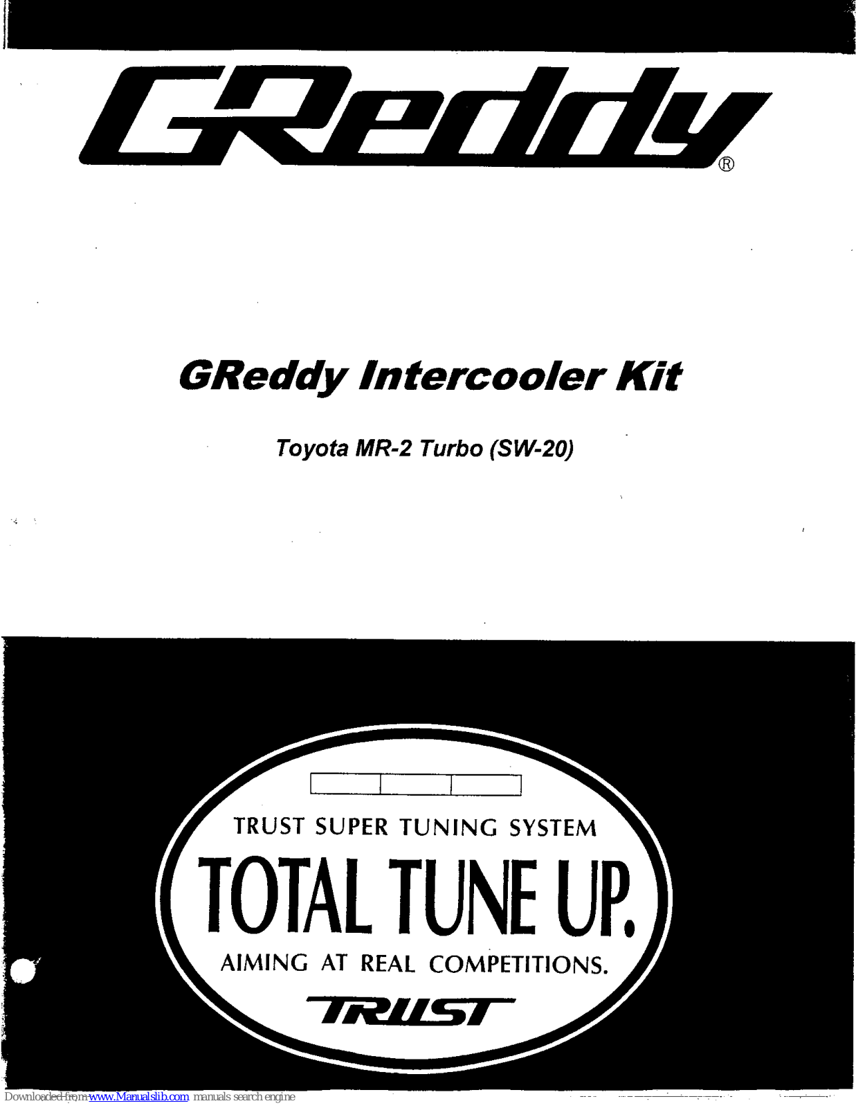 GReddy SW-20, Intercooler Kit Installation Manual - ManualMachine.com