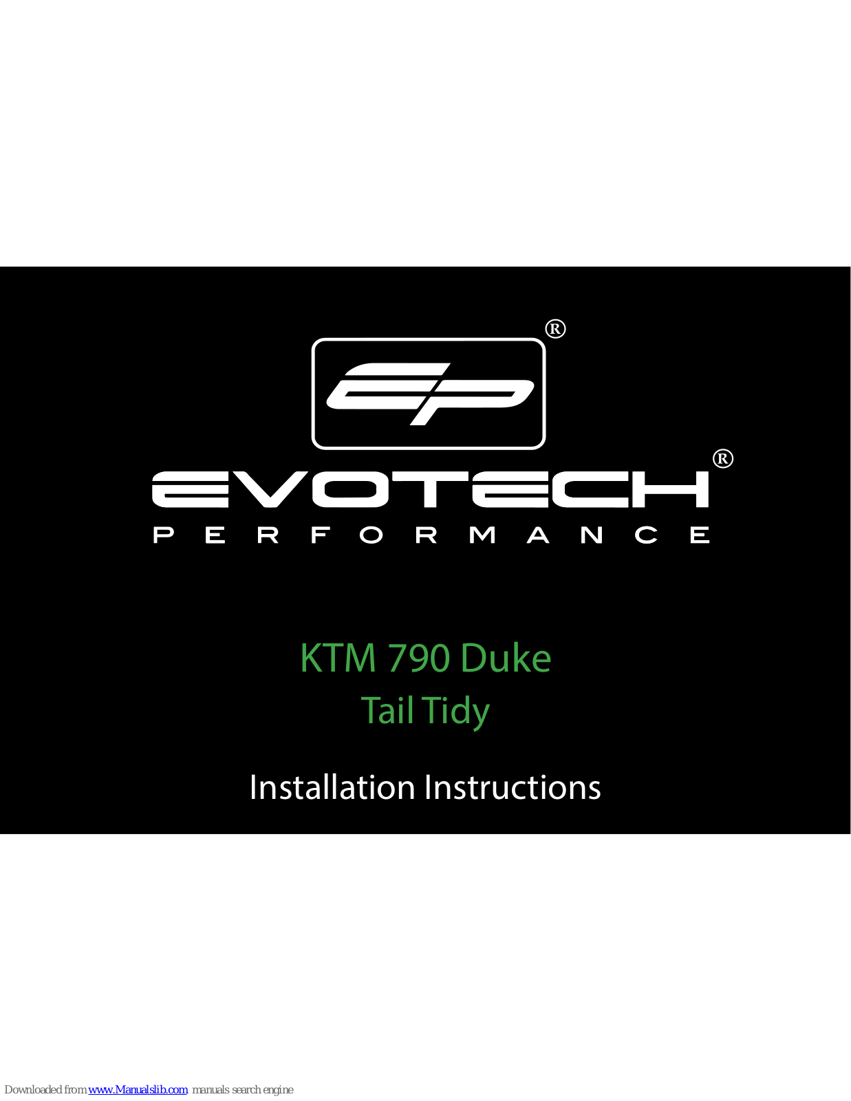 Evotech KTM 790 Duke Tail Tidy Installation Instructions Manual