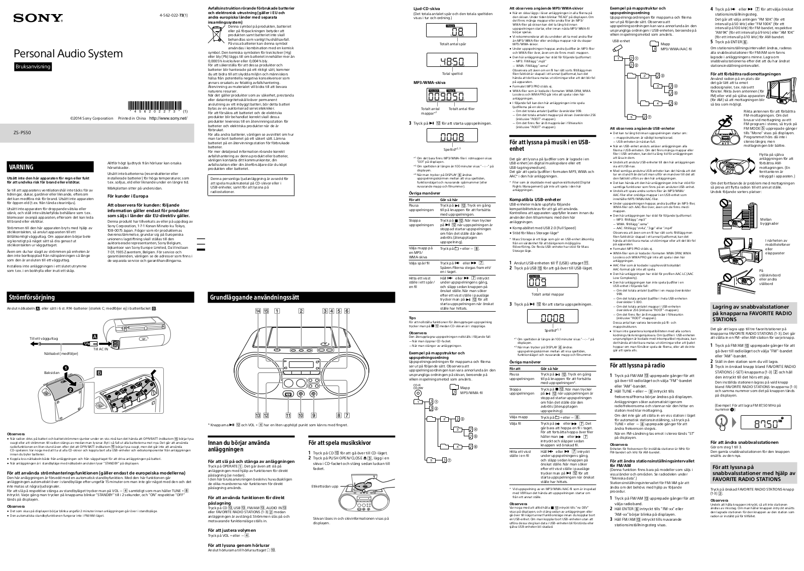 Sony ZS-PS50 User guide