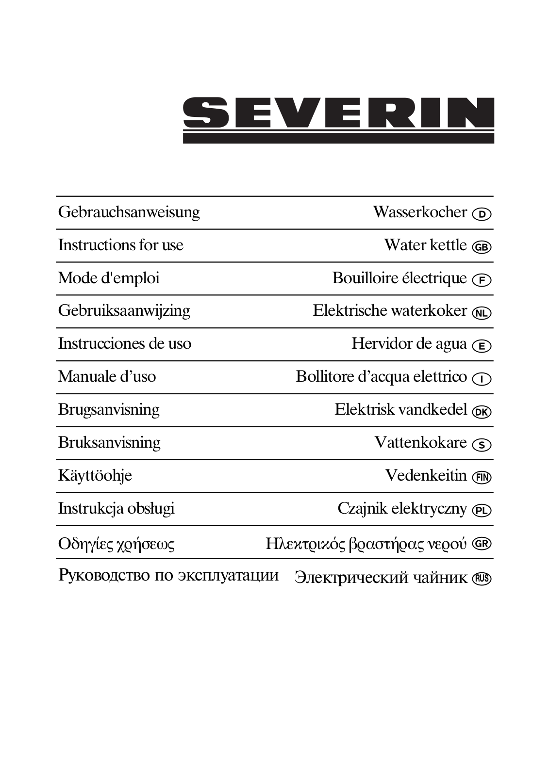 Severin WK 3360, WK 3361, WK 3363 User Manual