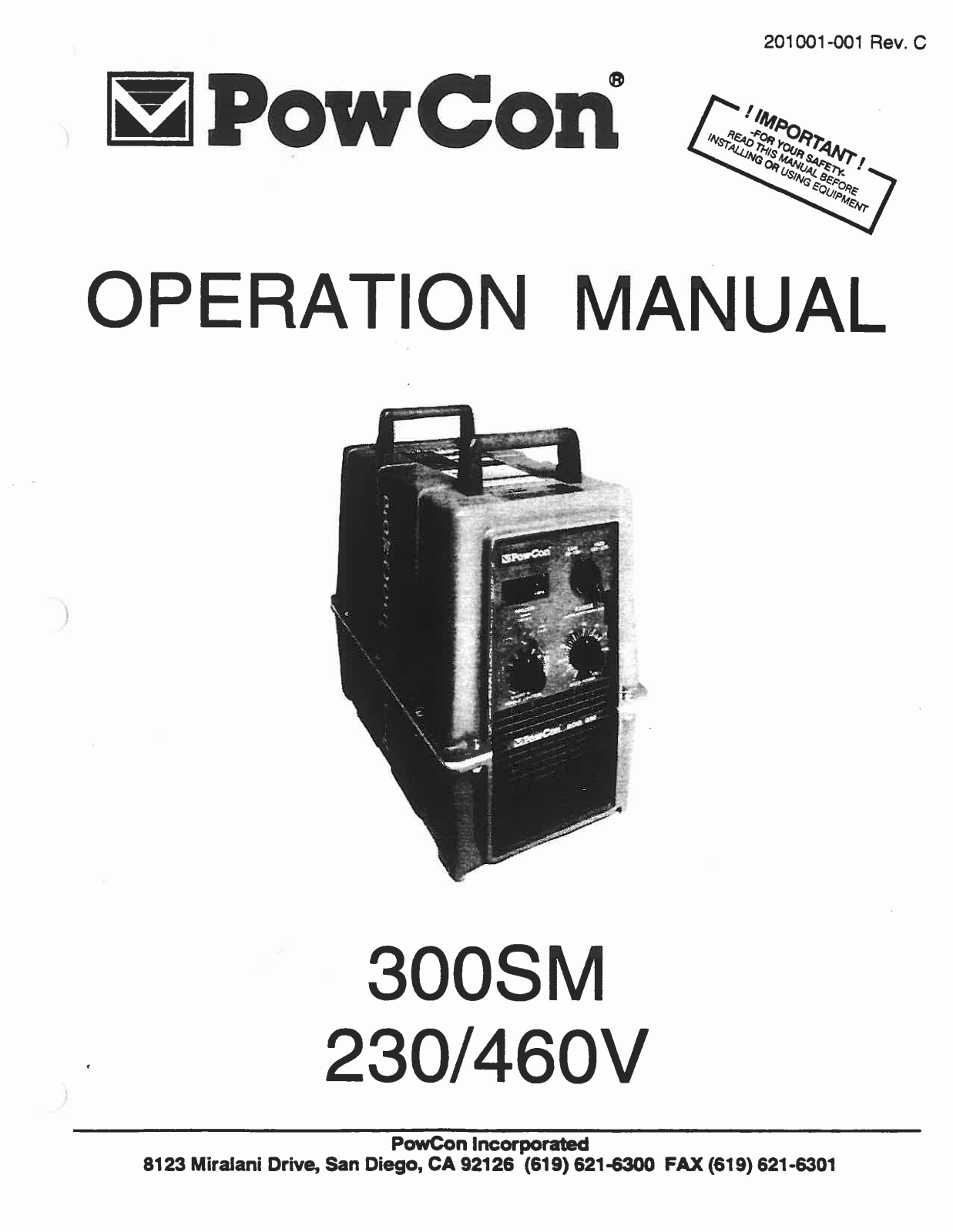 PowCon 300SM Operation Manual