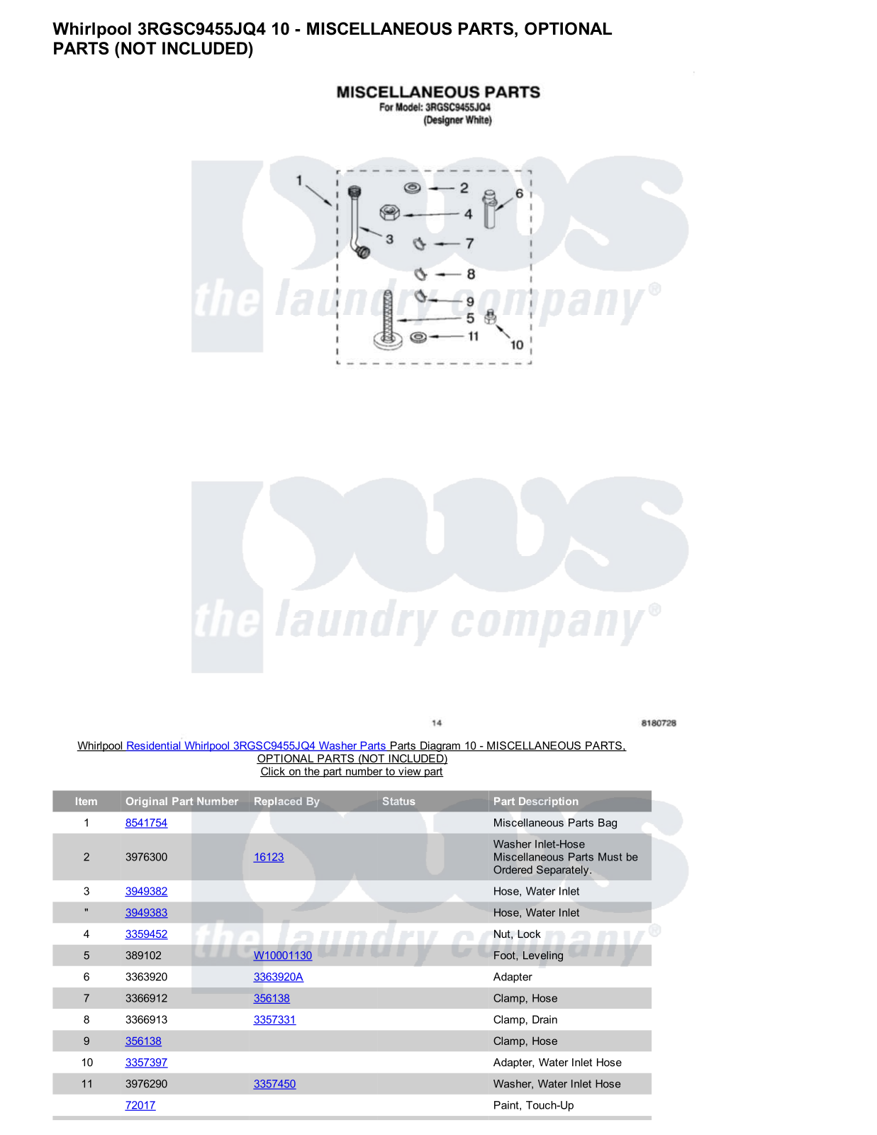 Whirlpool 3RGSC9455JQ4 Parts Diagram