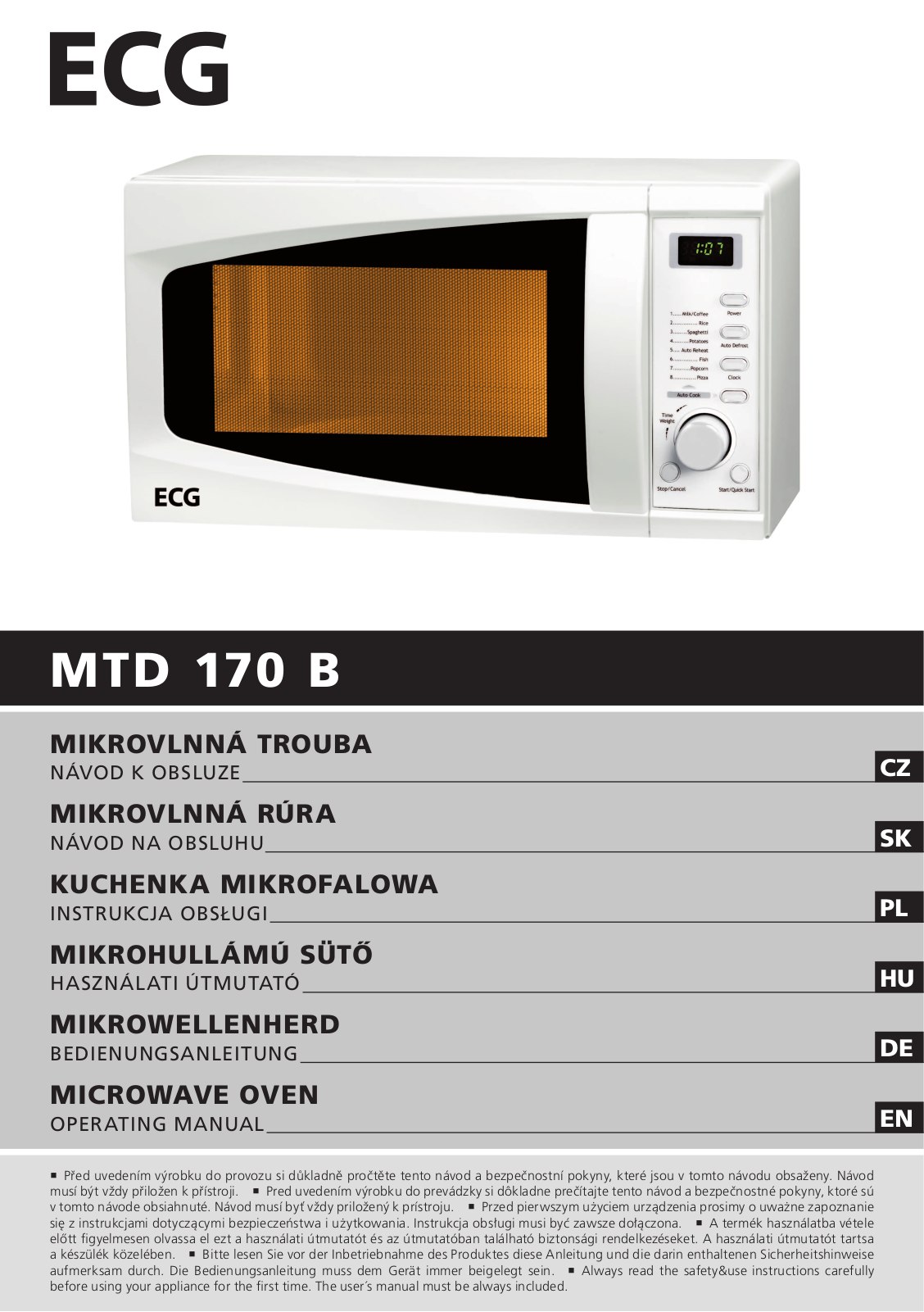 ECG MTD 170 B User Manual