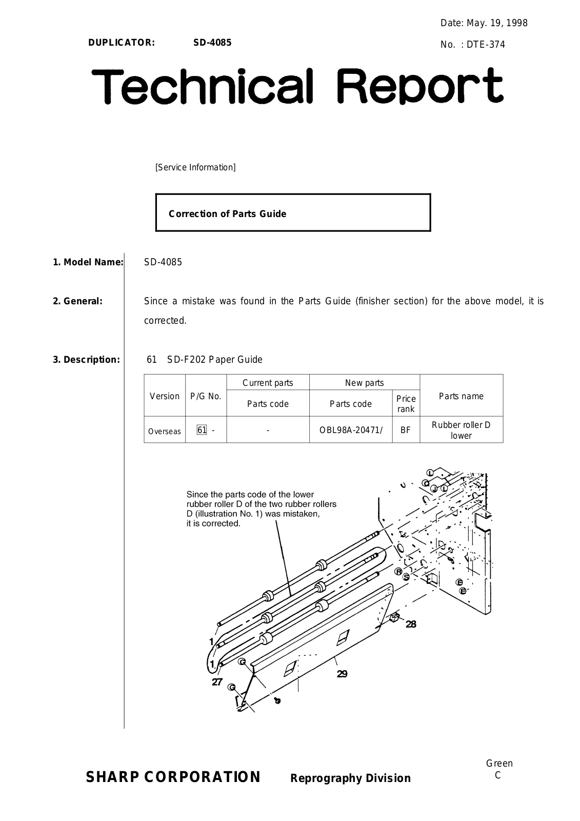 SHARP DTE374 Technical Report