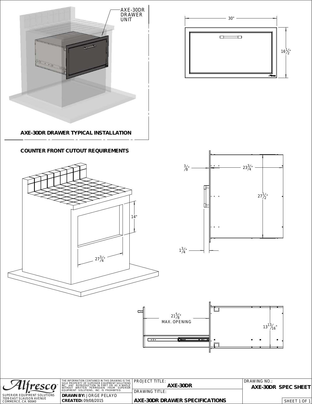 Alfresco AXE30DR Specs - ManualMachine.com