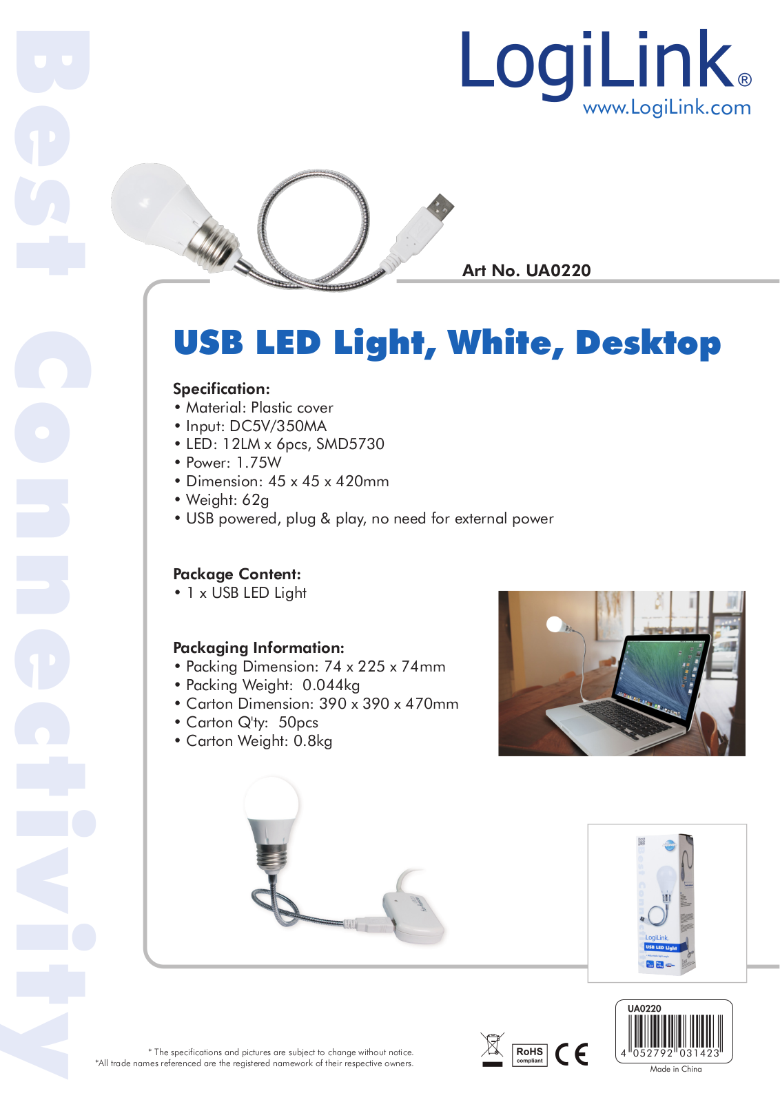 Logilink IUSB-LIGHT-LW Datasheet - ManualMachine.com