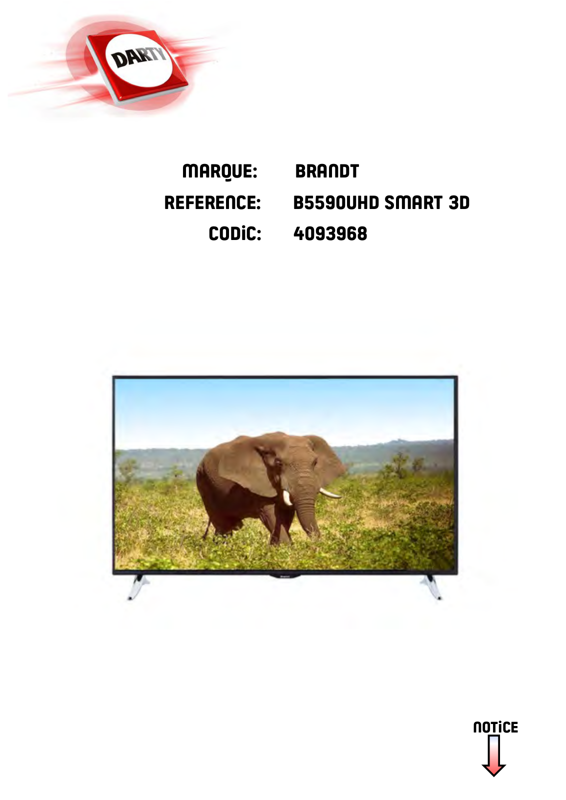 BRANDT B5590UHD User Manual