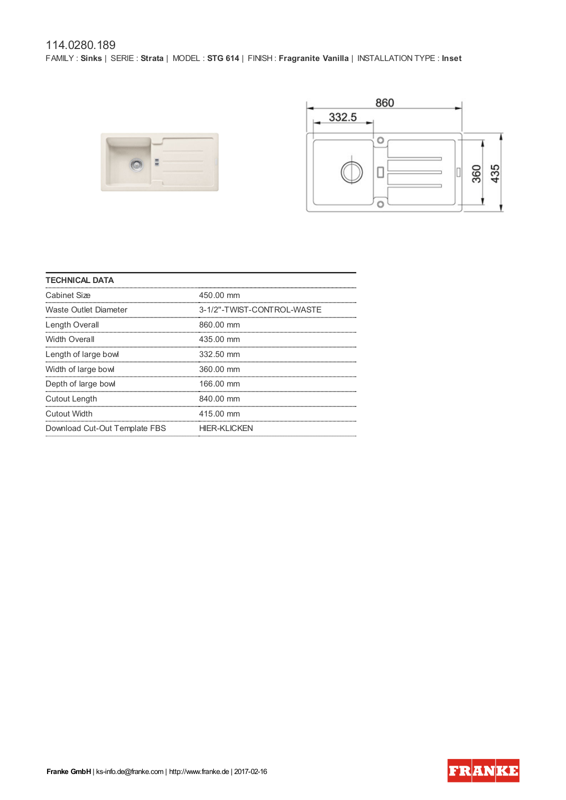 Franke 114.0280.189 Service Manual