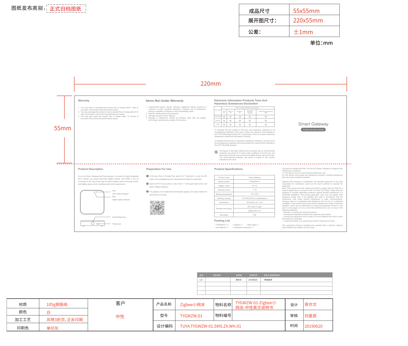 Hangzhou Tuya Information Technology TYGWZW 01 User Manual