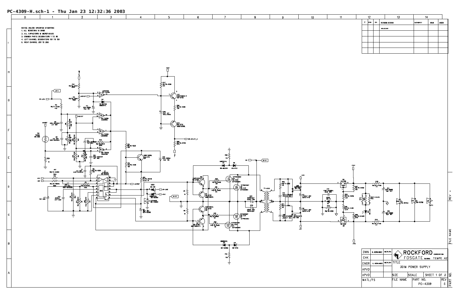 Rockford Fosgate 301-M Schematic