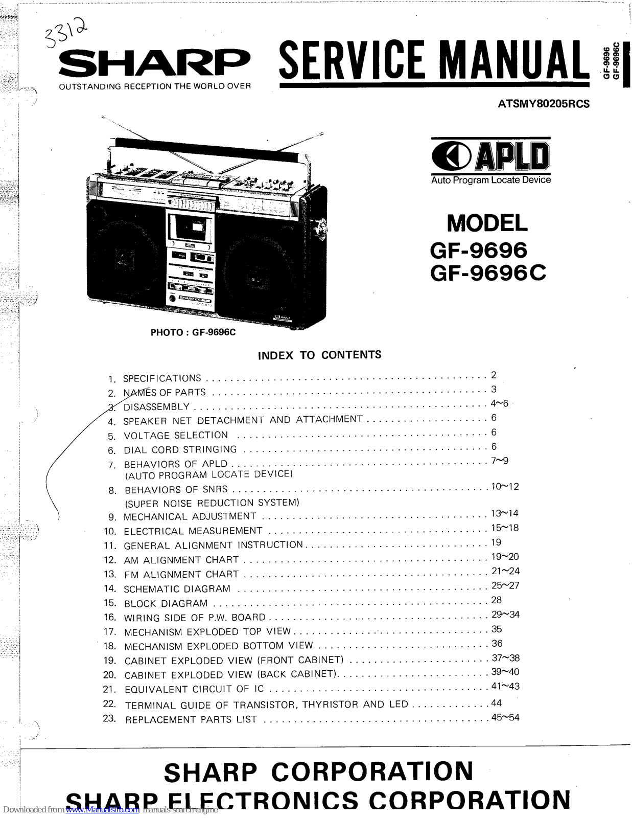 Sharp GF-9696, GF-9696C Service Manual