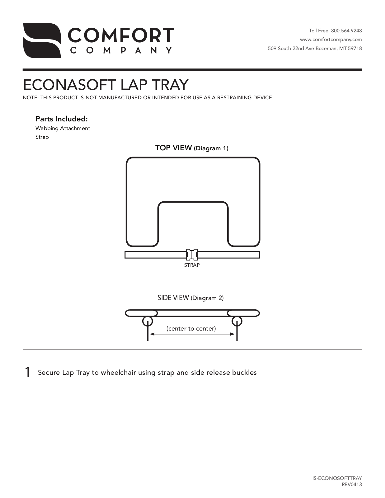 Comfort Company Econasoft Lap Tray User Manual