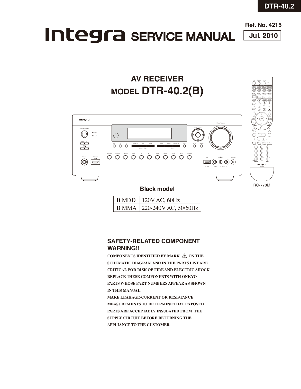 Integra DTR-40.2 Service manual