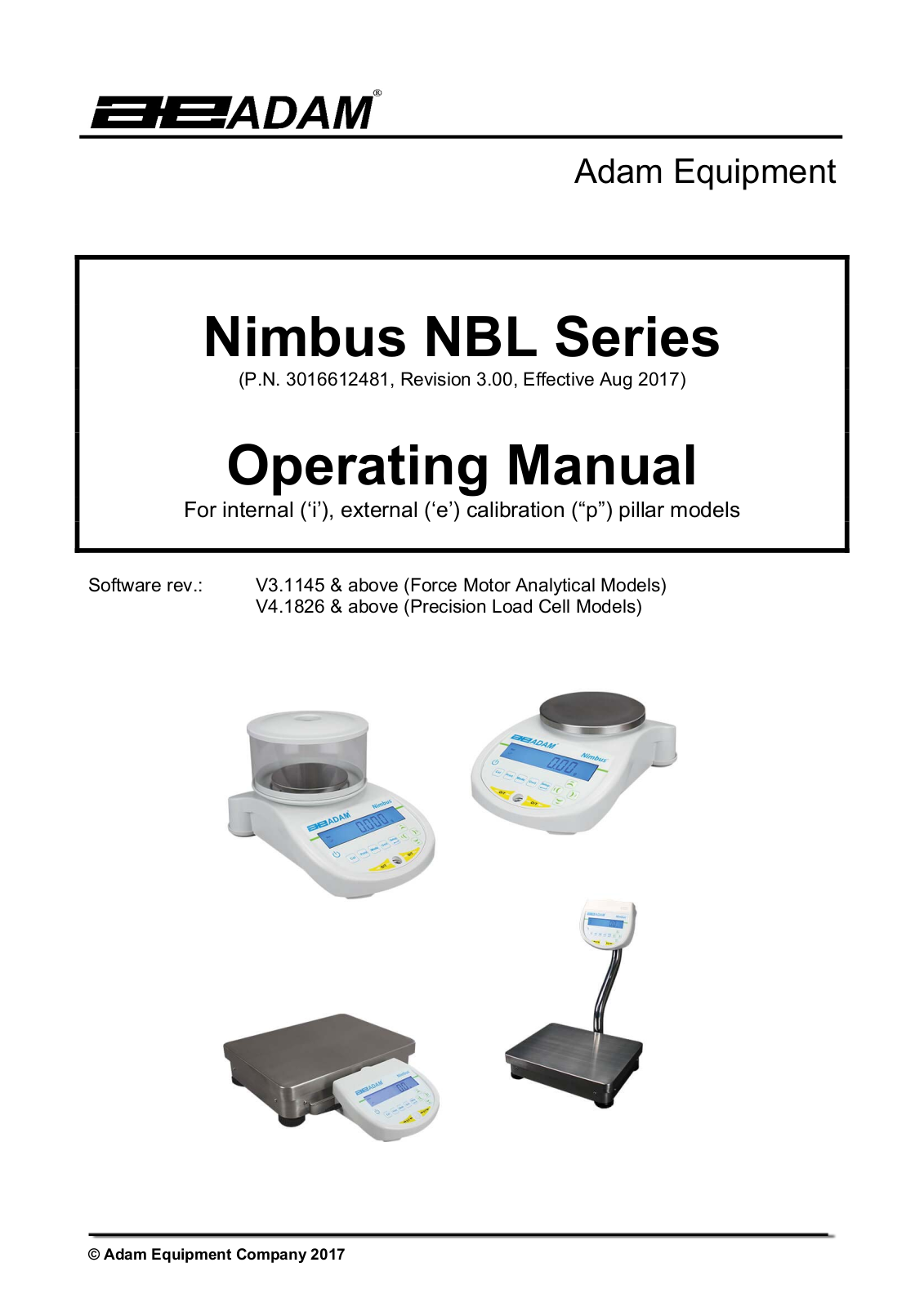 Adam Equipment NBL 22001e, NBL 12001e, NBL 16001e User Manual