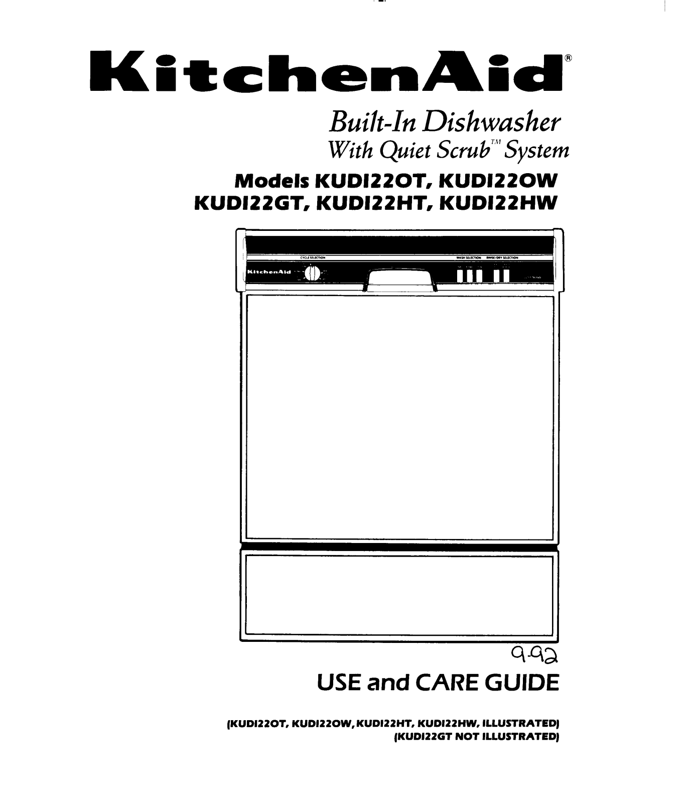 KitchenAid KUDI22OW, KUDI22GT, KUDI22OT, KUDI22HT, KUDI22HW User Manual