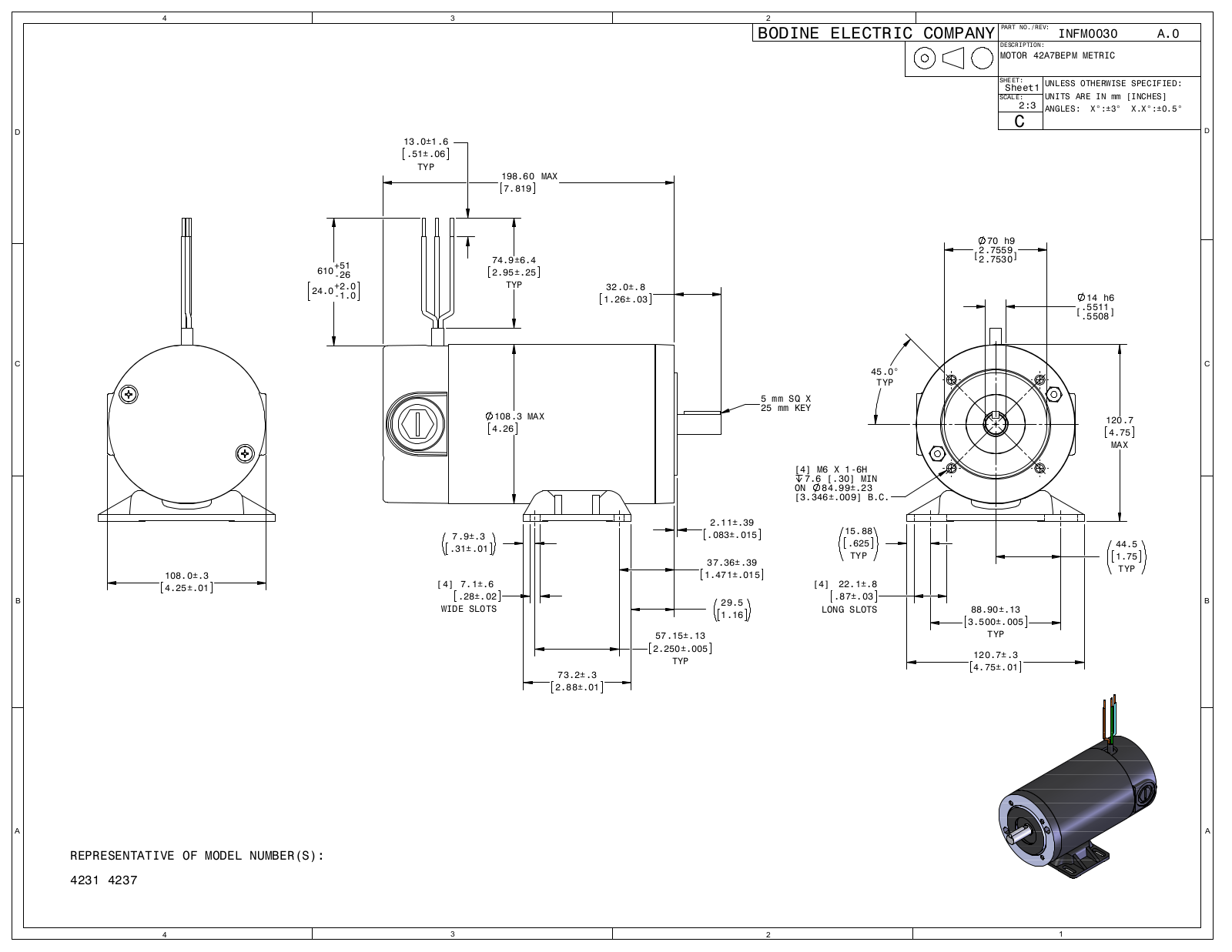 Bodine 4231, 4237 Reference Drawing