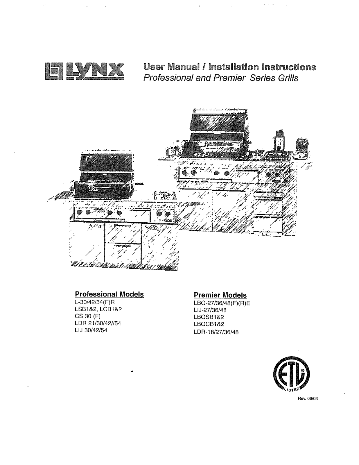 Lynx Lbq27fre-2003 Owner's Manual