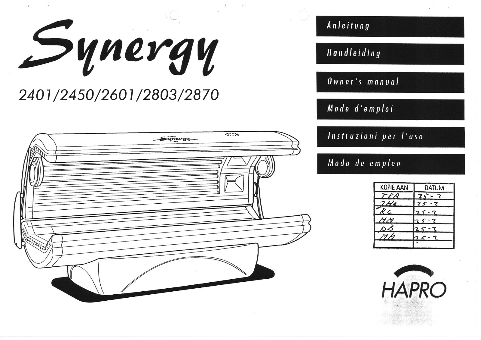 Hapro 2401, 2601, 2870, 2450, 2803 User Manual