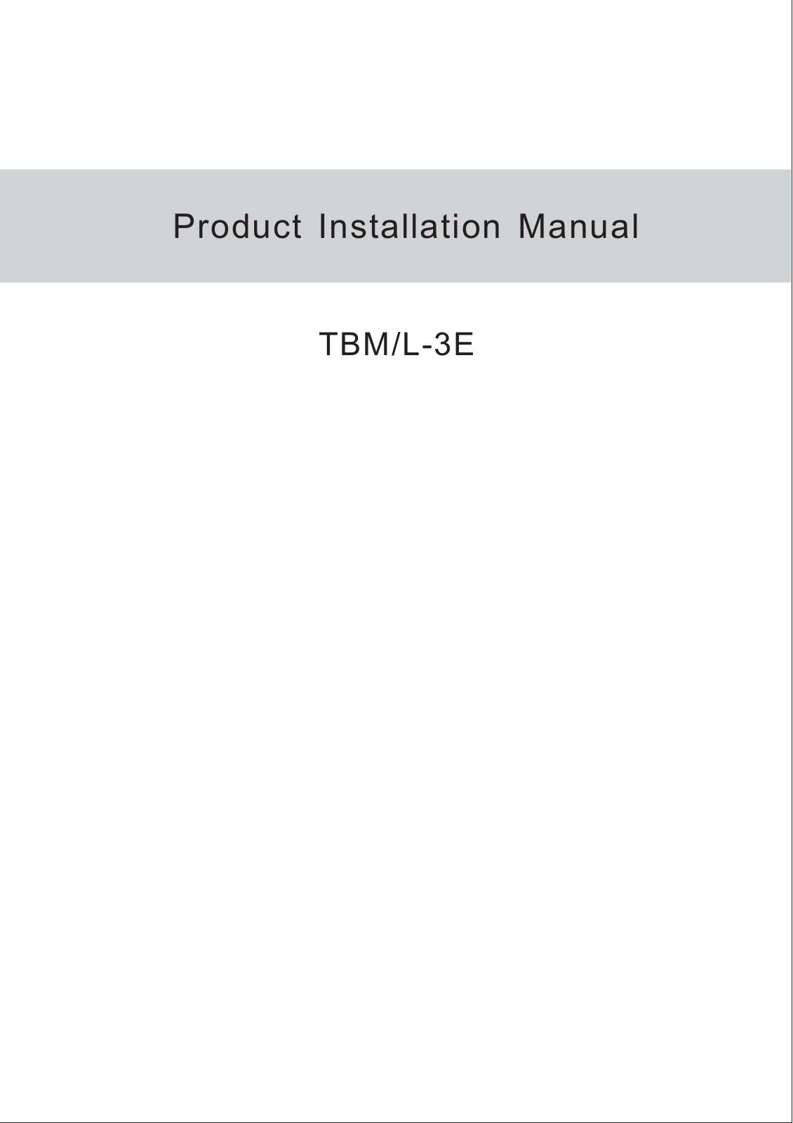 Eago TB364 Installation Manual