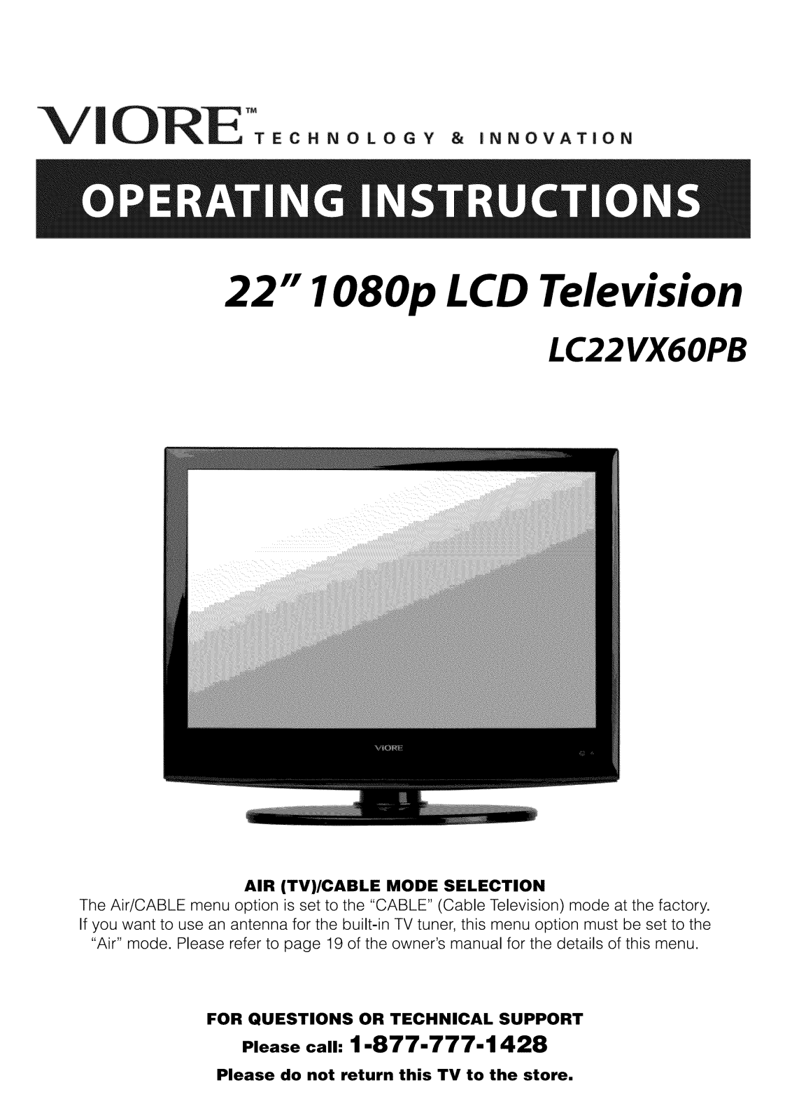 Viore LC22VX60PB Owner’s Manual