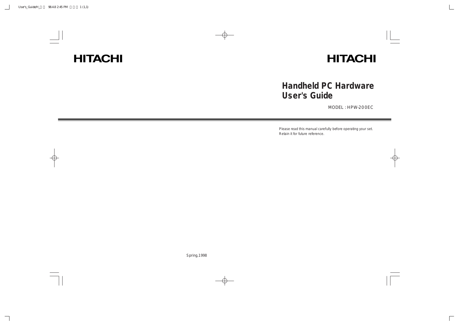 Hitachi HPW-200EC User Manual