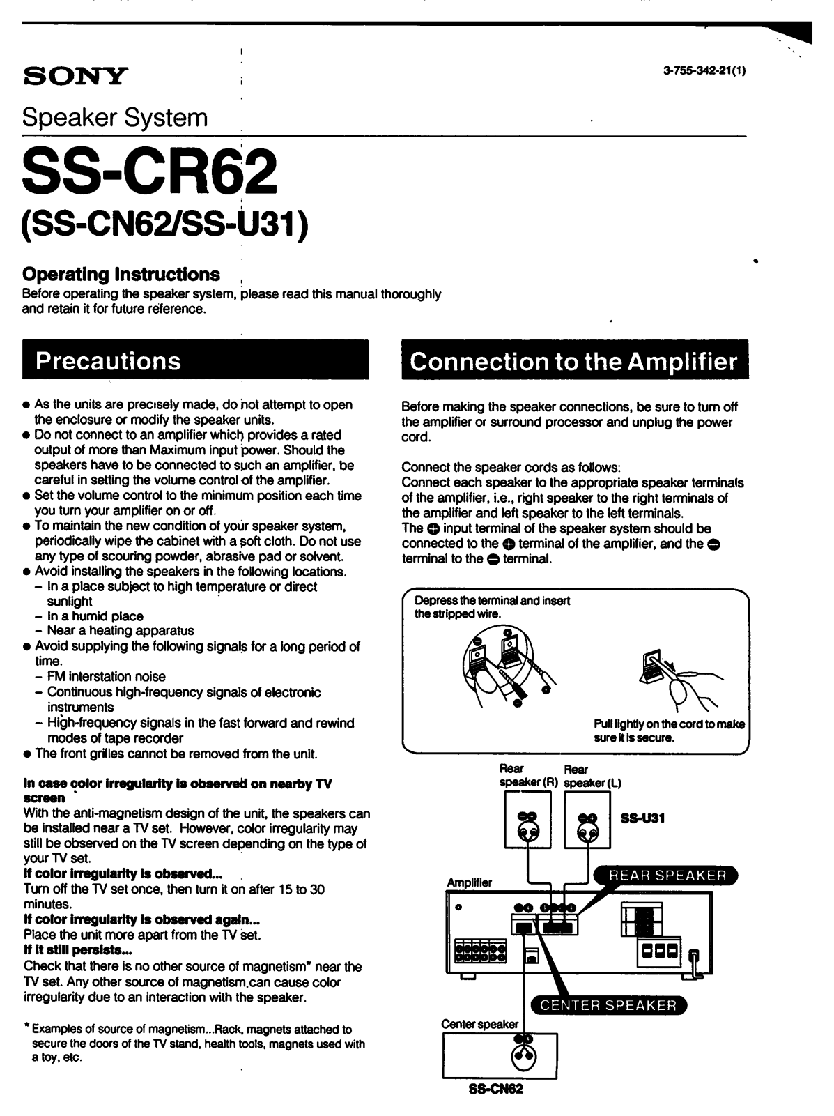 Sony SS-CR62 User Manual