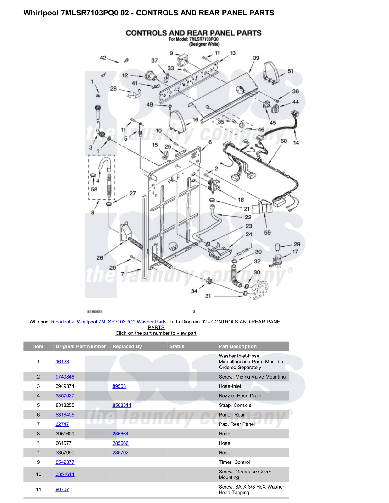 Whirlpool 7MLSR7103PQ0 Parts Diagram