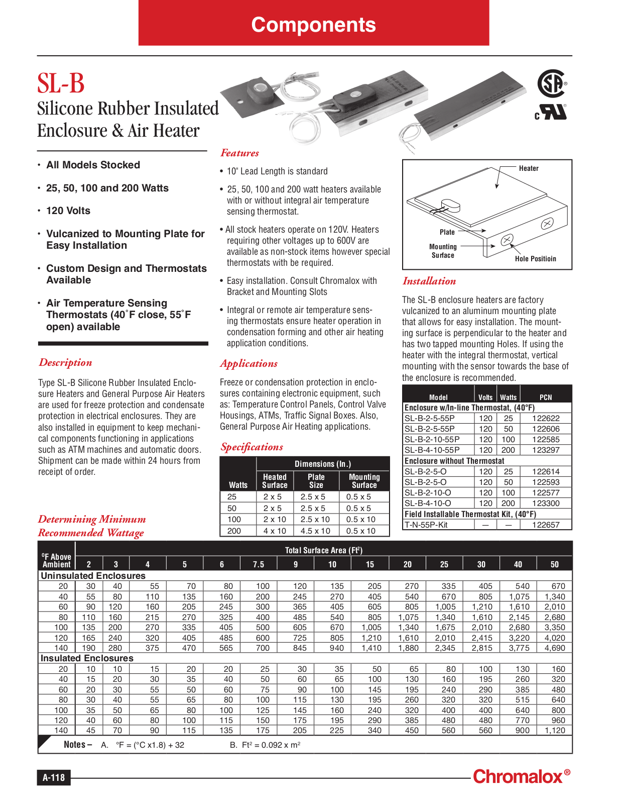 Chromalox SL-B Catalog Page