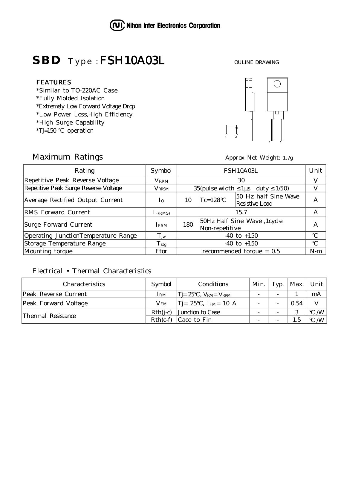 Datasheet FSH10A03L Datasheet (NIHON) - ManualMachine.com