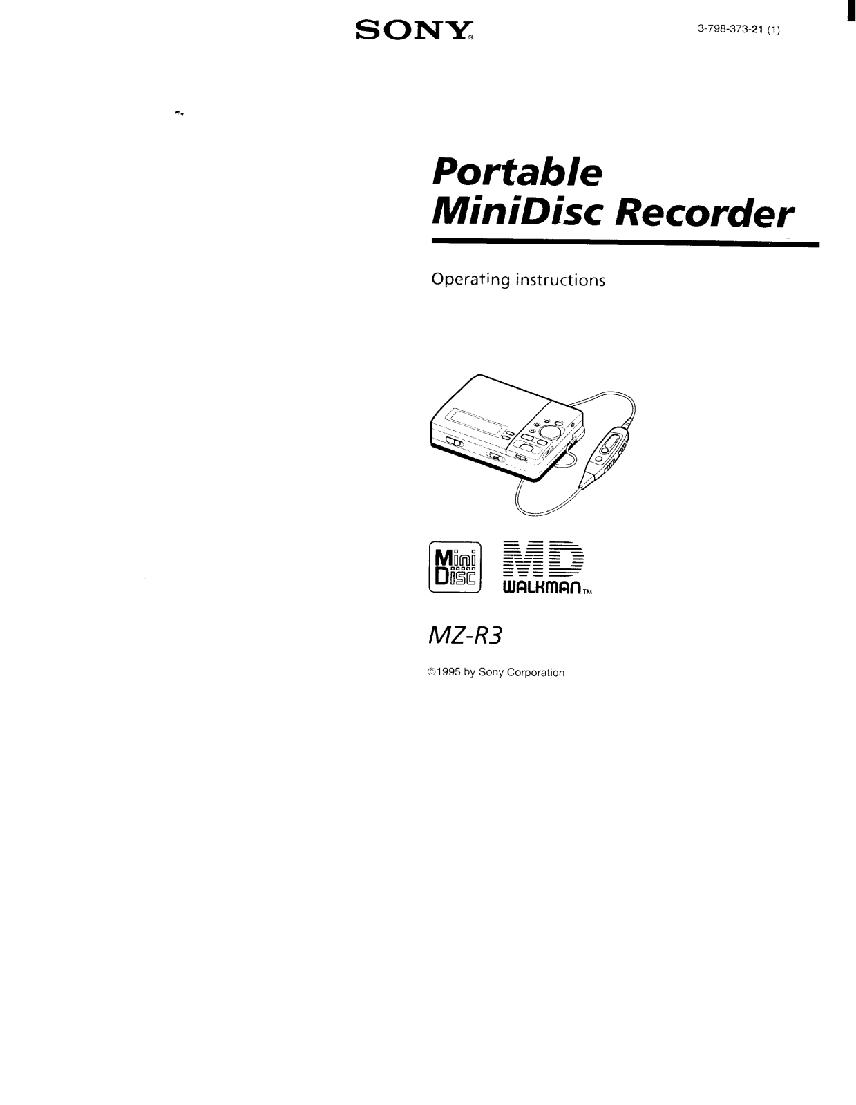 Sony MZ-R3 Operating Manual