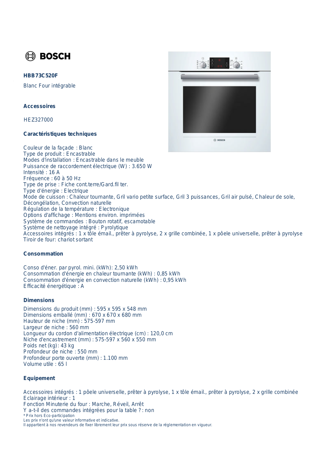 BOSCH HBB73C520 User Manual