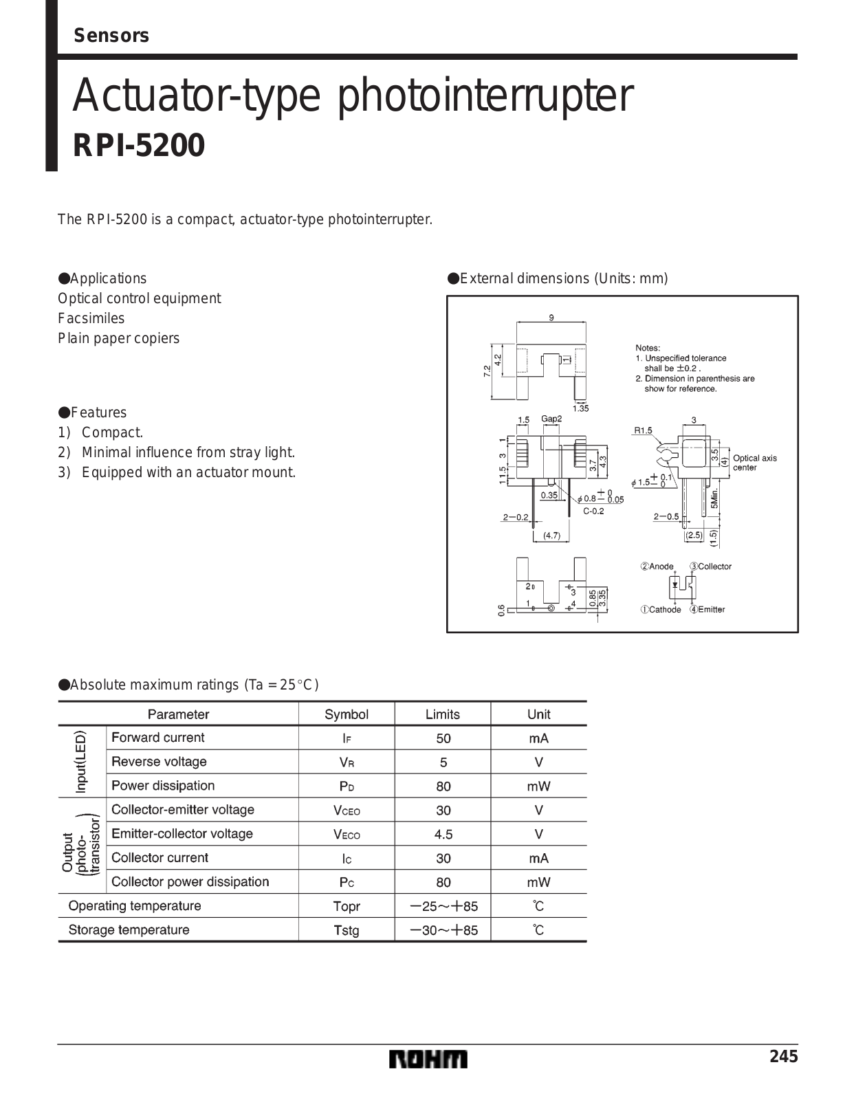 ROHM RPI-5200 Datasheet