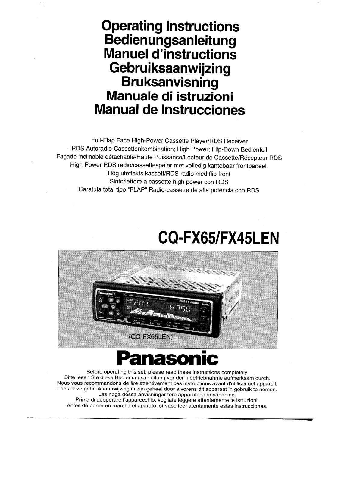 PANASONIC CQFX45LEN, CQFX65, CQFX65LEN User Manual