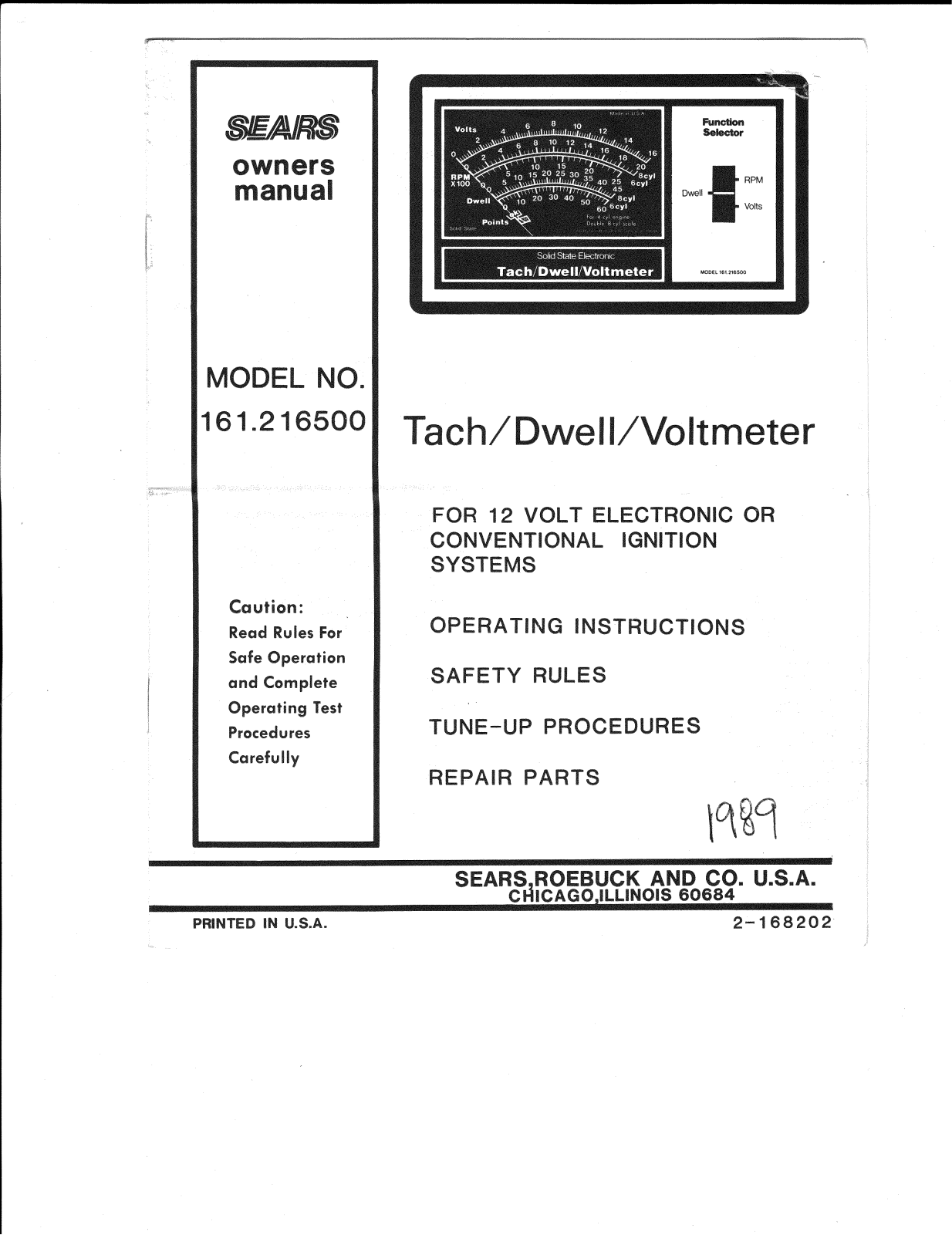 Sears 161.216500 User Manual