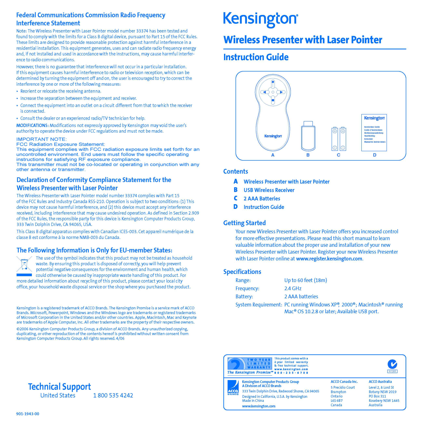 Kensington 33374 User Manual