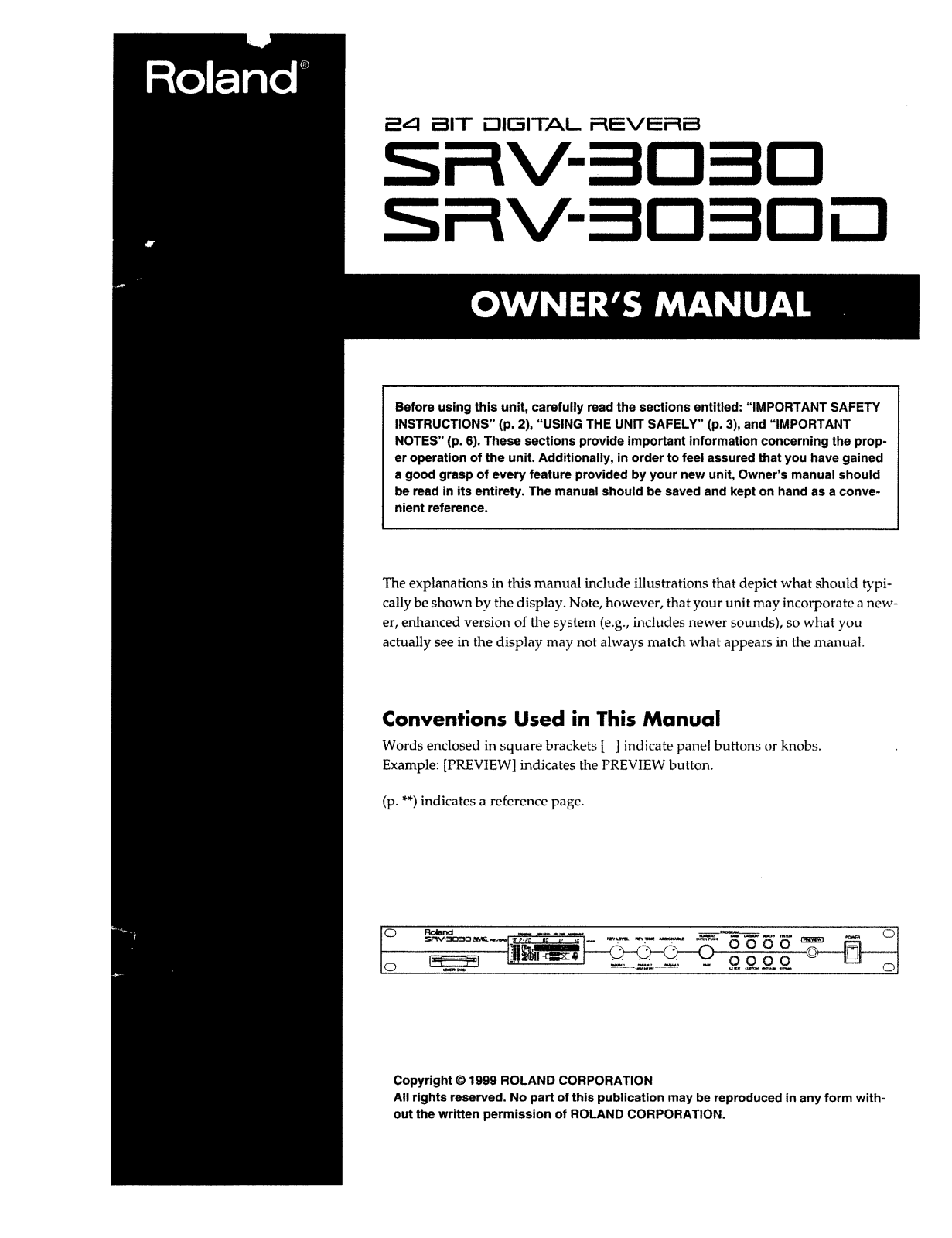 Roland SRV 3030, SRV 3030D Service Manual