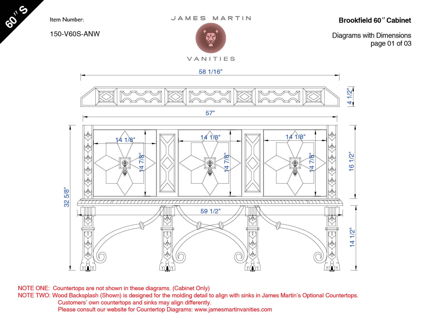 James Martin 150V60SANW3ODSC, 150V60SANW3CLW, 150V60SANW3CSP, 150V60SANW3EJP, 150V60SANW3OCAR Diagram