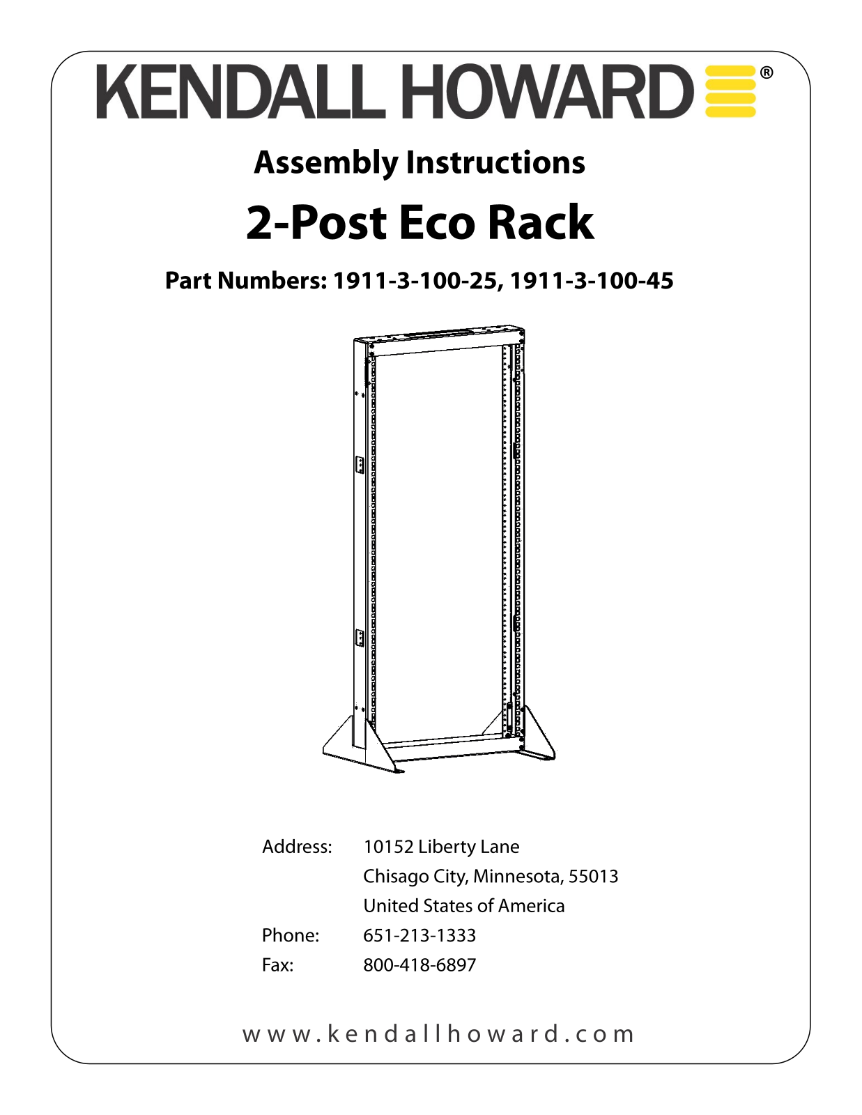 Kendall Howard 1911-3-100-45 User Manual