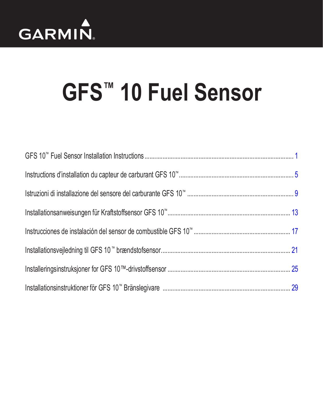 Garmin GFS 10 Installation manual