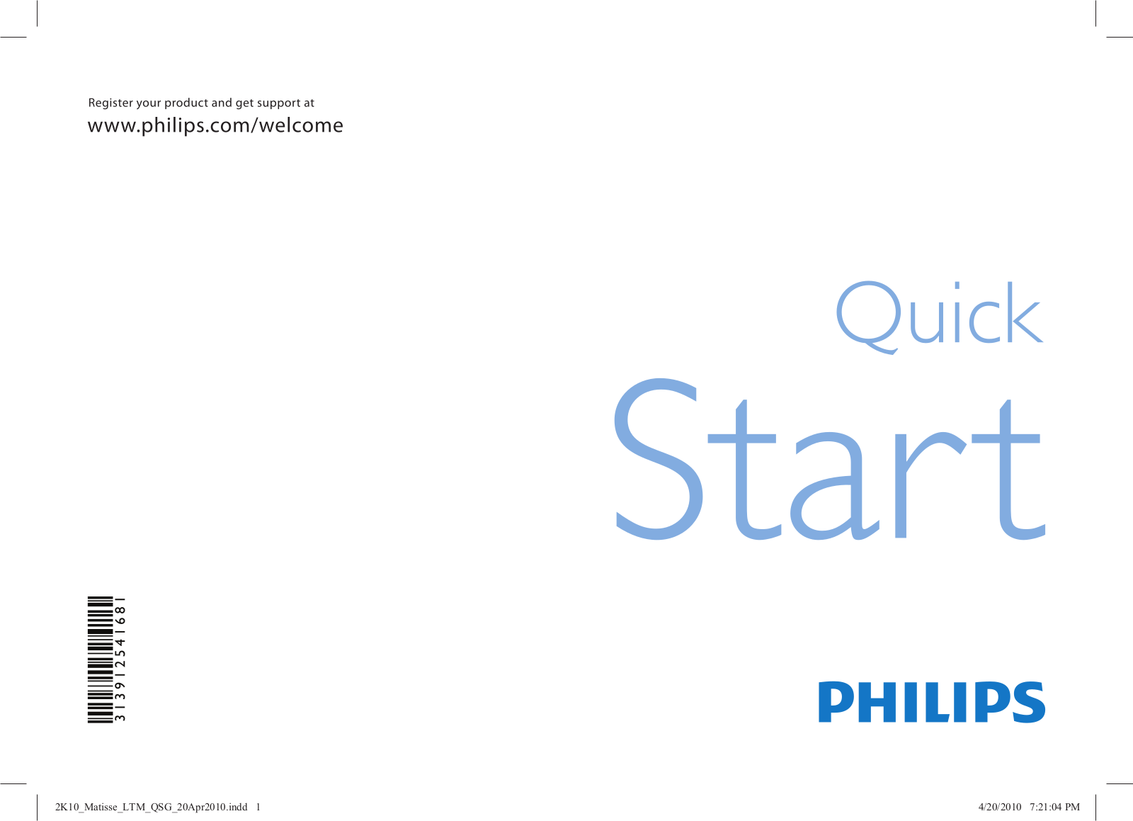 Philips 52PFL8605D/78, 52PFL8605D/77 Quick Start Guide