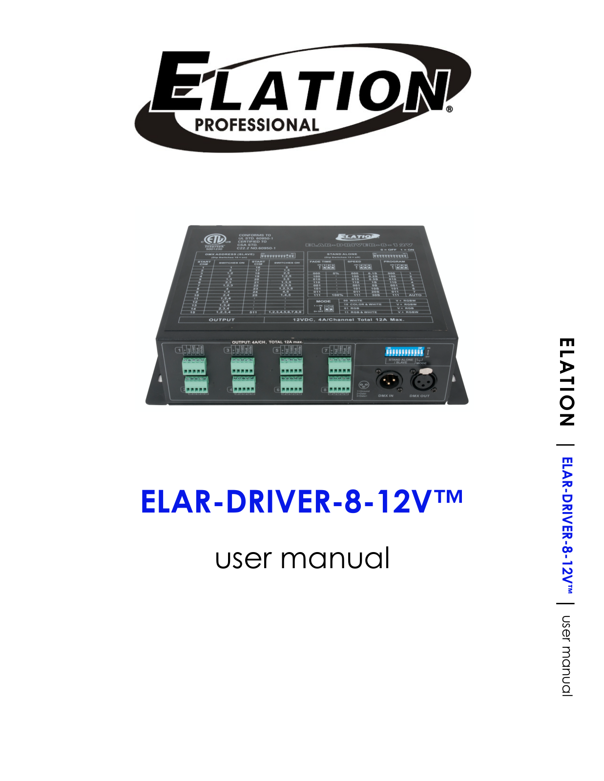 Elation ELAR Driver 8 12v Users Manual