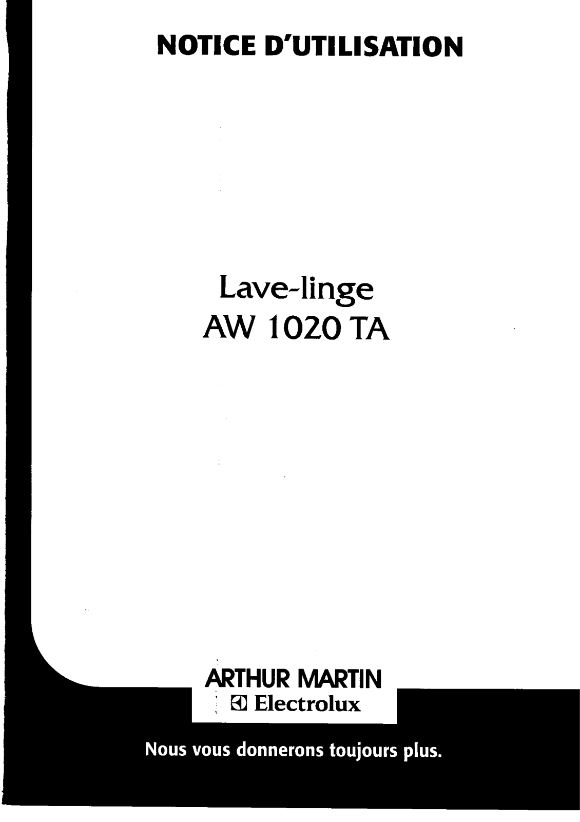 Arthur martin AW1020TA User Manual